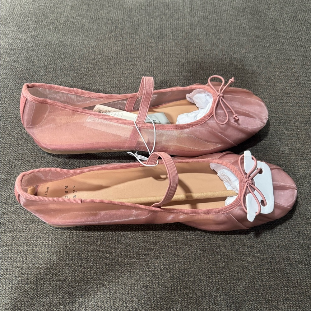 A New Day Pink Mesh Mary Jane Ballet Flats. New! - Picture 2 of 5